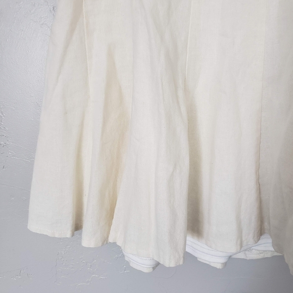Maurices Women's 7/8 Ivory White Pleated Knee Length Skirt Linen Blend Lined - Picture 6 of 7